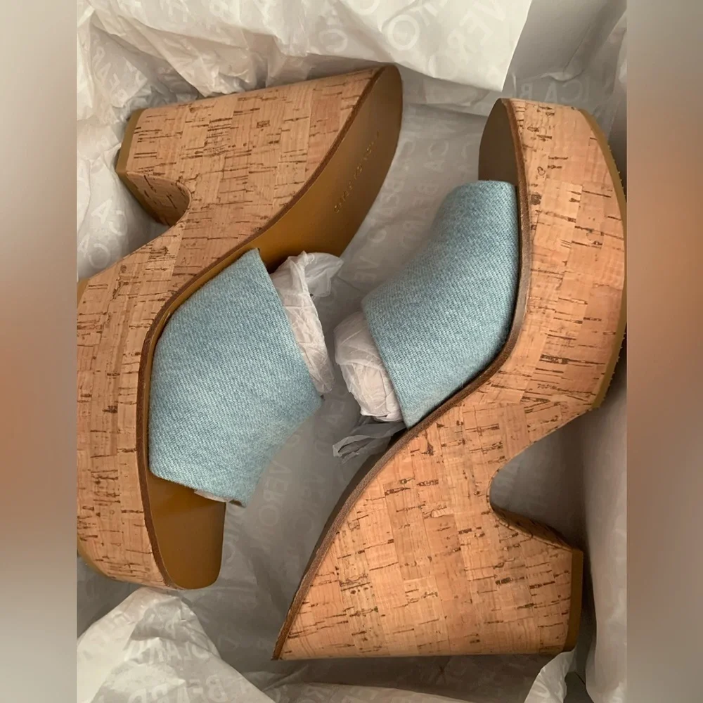 Veronica Beard Paulita denim platform wedge sandal NWT